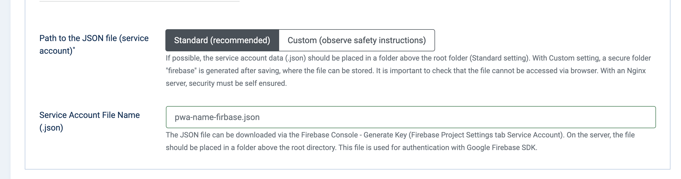 Firebase Service Account
