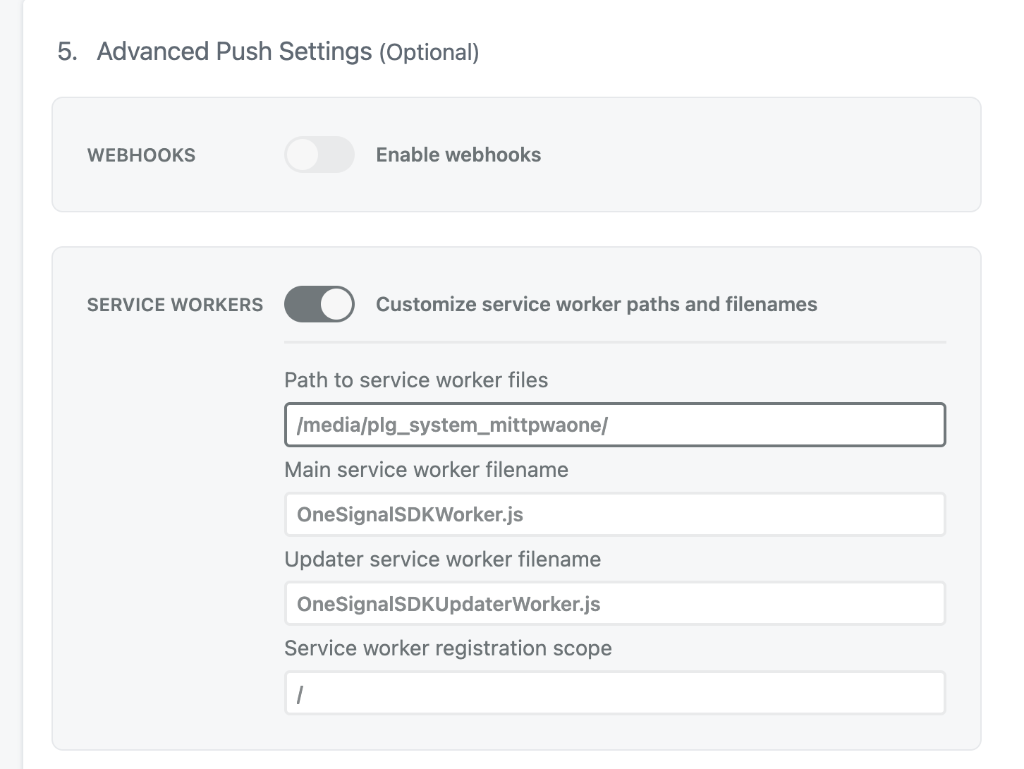 Custom Service Worker One Signal miTT PWA ONE