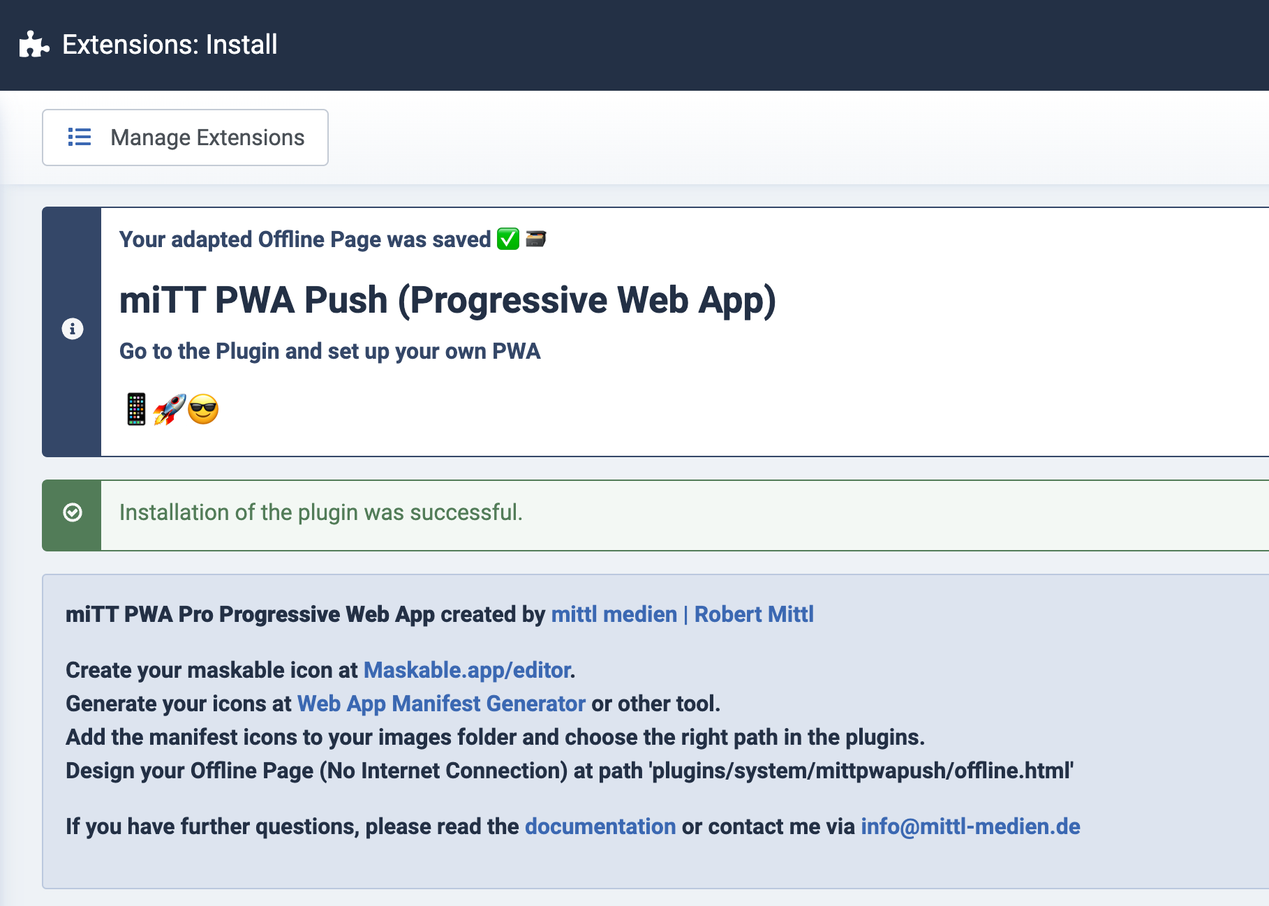 Joomla miTT PWA (Progressive Web App) installieren