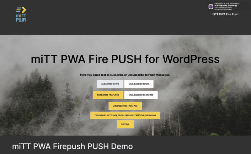 miTT PWA (Progressive Web App) für Wordpress als Demo